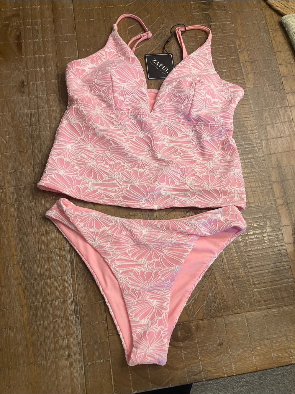 Zaful Pink Floral Tankini and Bikini Bottom Set NWT size S